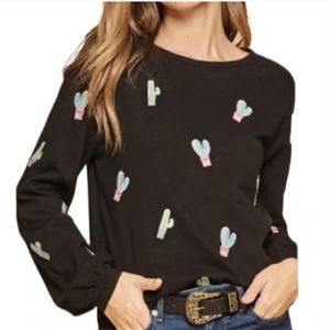 Women’s Andree by Unit Embroidered Cactus Sweater / Sweatshirt